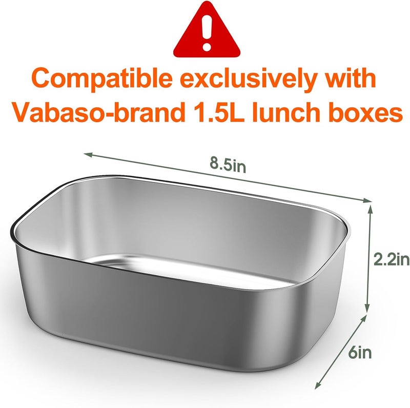 Vabaso Electric Lunch Box 304 Stainless Steel Inner Container, 1.5 Liter Removable Food Container 1.5L Electric Lunch Box - Image 2